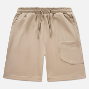 Shorts Bermuda en velours côtelé beige uni pour homme, taille à cordon, style décontracté, taille mi-haute avec poches, tissu en coton tissé - Product Image 1