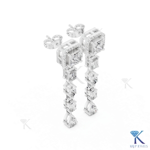 Pendientes de Diamantes Cultivados en Laboratorio CVD de Formas Mixtas, Radiantes, Halo, Esmeralda, Marquesa, Ovalados, Pera, Oro Sólido de 14K, Lujosos, Finos, para Mujer, Novia - Product Image 1