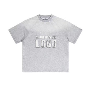 New Street Hip Hop Loose Washed Distress Plus Size Men's T Shirt Fashion Casual Color Drop Shoulder Oversized Mens T Shirts - Product Image 4