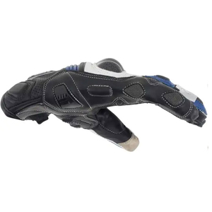 Leather Full Finger <b>Cycling</b> <b>Gloves</b> Hook & Loop Closure Men Riding <b>Gloves</b> Black Blue White - Product Image 2