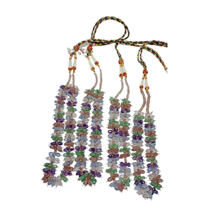 Collier de perles ovales lisses en pierres naturelles multiples : Améthyste violette, Quartz fraise, Quartz bleu, Quartz rose – Bijoux prêts à porter - Product Image 1