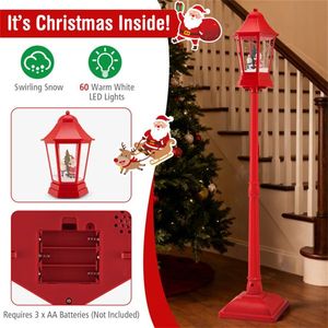Farola Navideña Roja de 64 Pulgadas con Escena de Santa Claus/Muñeco de Nieve/Árbol, 60 LED Blancos Cálidos, 8 Melodías y 2 Modos - Soporte/Mesa 12.5 1\” - Product Image 6