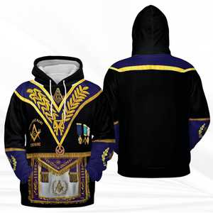 Sudadera Masónica para Hombre, Negra con Estampado Dorado, Corte Regular, Informal, Otoñal, con Diseño de Logotipo Frontal Sublimado - Product Image 1