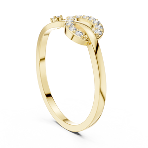 Yellow Gold Bypass Twist Ring with Round Lab Grown Diamond Accent, Modern Crossover Promise Ring for Women - Product Image 2