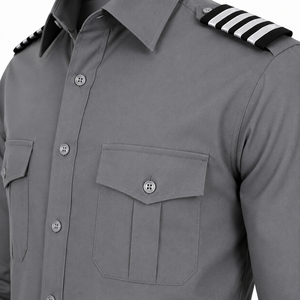 Camisa de Uniforme de Seguridad Gris para Hombre, Estilo Polo, Manga Larga, Cuello Camisero, Sólida, Transpirable, Poliéster/Algodón, Fusión sin Costuras - Product Image 5