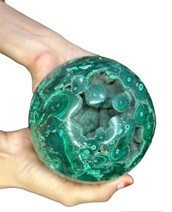 Sphère de malachite naturelle polie, pierre précieuse pour la décoration de la maison et la méditation, pierre verte, objet de collection - Product Image 1