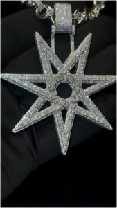 CONCEPTION - Colgante de Estrella de Diamante Moissanite de Lujo en Plata 925 y Oro Blanco de 10K, Diseño Hip Hop, Estilo Moderno para Fiestas - Product Image 3