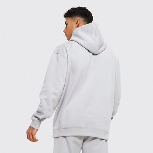 Sweat à capuche zippé pour homme en molleton épais 100% coton, noir, avec logo brodé personnalisé et impression sérigraphique, effet vieilli, idéal pour l'hiver - Product Image 2