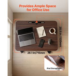 Bureau mobile réglable en hauteur avec roulettes, poste de travail informatique compact assis-debout de 28,2 x 20,5 pouces - Product Image 4