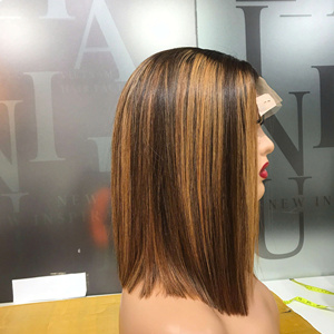 Wholesale 100% Raw Virgin Vietnamese Human Hair Short <b>Wig</b> Bone Straight Piano <b>Brown</b> Color Super Double Drawn Hair Extension - Product Image 4