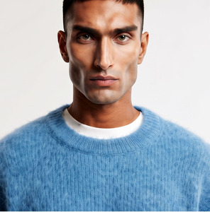 Suéter de punto de lana/cachemira para hombre, cuello redondo, holgado, manga larga, estilo urbano de invierno, antipilling frontal, transpirable - Product Image 4