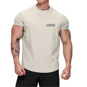 T-shirts pour hommes en gros, tricotés à l'avant, coupe ample, respirants, à épaules tombantes, style vintage, col rond épais, anti-plis - Product Image 1