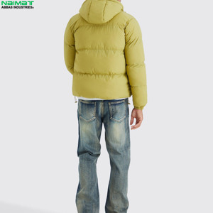 Premium Polished Finish Fabric Puffer Jacket Men Wet Look Bubble Coat Warm Thick <b>Quilted</b> Streetwear Parka - Product Image 1