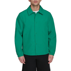 Men's Green Windproof Casual <b>Coach</b> Jacket With Zipper Closure Turn-down Collar Regular Fit Polyester Shell Spring Wear - Product Image 2