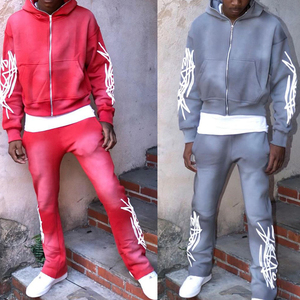 Sudadera con capucha y cremallera para hombre, de peso pesado, con logotipo personalizado, bordado desgastado, efecto descolorido por el sol, estilo jogger de invierno, tejido de rizo de 500 g/m², de última tendencia - Product Image 5
