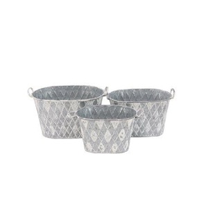 Juego de dos macetas vintage galvanizadas de metal, de moda, con tamaño, forma y color personalizados, para uso en jardinería. - Product Image 4