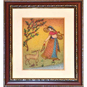 Framed Miniature <b>Painting</b> Art Print Handmade <b>Stone</b> Color Figure Illustration Decorative Gift - Product Image 1