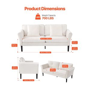 Divano a Due Posti da 69 Pollici per Soggiorno in Morbido Velluto con Molle Sinuose e Cuscini Confortevoli - Product Image 3