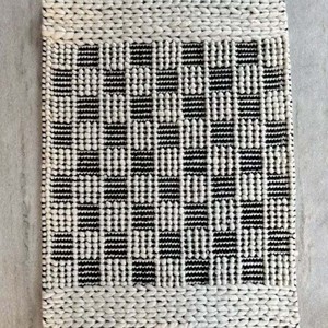Handwoven Chunky Loop Wool Rug, Grey and White Flatweave, Modern Indoor Outdoor Decor - Product Image 6