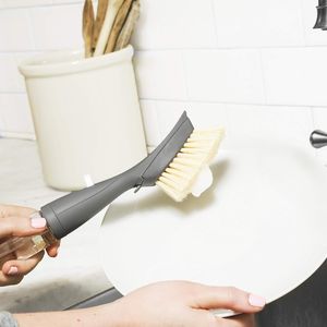 Set di 2 Spazzole per Piatti con Dispenser di Schiuma Grigie, Ricaricabili, per Pulizia della Cucina - Product Image 4