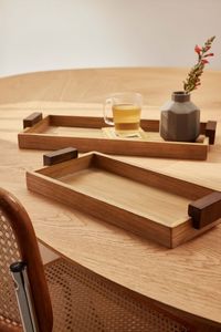 Plateau de service rectangulaire en bois brut, design minimaliste, durable, fait main, décoratif, pour la salle à manger et la maison - Product Image 5