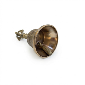 Cloche artisanale en laiton plaqué or pour la méditation, le yoga, la guérison personnelle, l'usage domestique ou au temple - Décoration bouddhiste, cadeau religieux - Product Image 5
