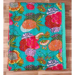 Nouvelle Couette Kantha en Coton Faite à la Main, Motif Indien Imprimé en Patchwork, Magnifique Décoration d'Intérieur, Jeté de Lit, Couvre-lits de Créateur, Vente en Gros - Product Image 6