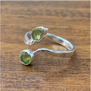 Two <b>Peridot</b> Gemstone Adjustable 925 Sterling Silver <b>Ring</b> Trendy Any Occasion Wear Perfect for Gifts - Product Image 2