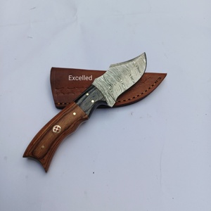 Nuevo cuchillo desollador de caza de acero de Damasco de alta calidad personalizado, cuchillo desollador de hoja fija, incluye Funda de cuero de primera calidad - Product Image 1