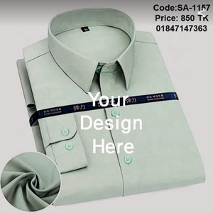 Tela de algodón sólido textura Garrunty Algodón puro mangas completas vestido de hombre camisa de oficina formal para hombres de fábrica de Bangladesh - Product Image 1