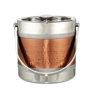 Seau à glace tendance en aluminium, finition argentée, forme ronde, refroidisseur à vin avec poignée en forme de feuille, refroidisseur à bière design - Product Image 2