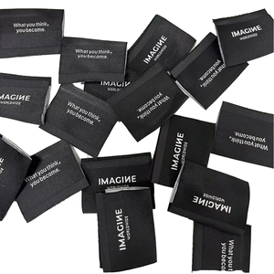 Étiquettes de col en coton tissé personnalisées avec logo - Étiquettes de vêtements pliables au centre lavables - Marque LEADER Modèle L0050 - En stock et prêtes à être expédiées - Product Image 2