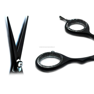 Ciseaux de coiffure professionnels pour barbier, en acier inoxydable noir, lame tranchante, manche long, pour droitiers, salon de coiffure - Product Image 6