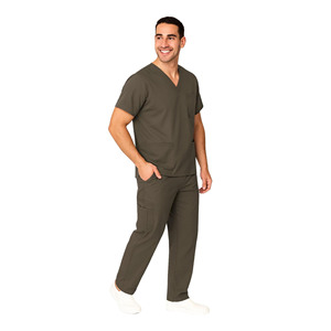 Unisex Classic White Cotton <b>Scrub</b> <b>Sets</b> with Jersey Fabric Needle Detection Professional Medical Nurse Uniform for Hospital Use - Product Image 4
