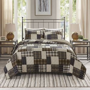 3 pezzi trapunta reversibile con stampa nera/marrone per biancheria da letto King/Cal King - Product Image 2