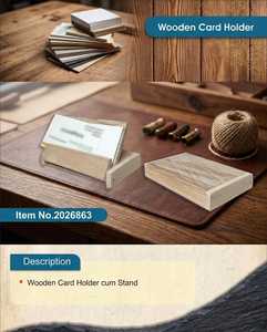 Porta Tarjetas de Visita de Madera Premium para Escritorio de Oficina, Elegante Soporte para Tarjetas de Visita, Organizador para Oficina y Recepción - Product Image 2