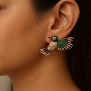 Hummingbird Stud Earrings Women <b>Crystal</b> Rhinestone <b>Animal</b> Shape Luxury Everyday Wear Jewelry - Product Image 2