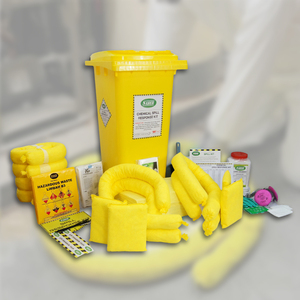 120L Chemical Spill Response Kit with Wheelie Bin Hazardous Chemical Absorbent Emergency Spill Control Kit for Factories spill - Product Image 1