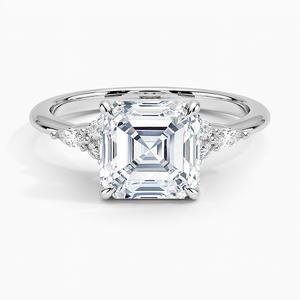 Trendy <b>Plain</b> Band Asscher Shape Moissanite Diamonds Round Pear Accent Party Wear <b>Ring</b> - Product Image 5