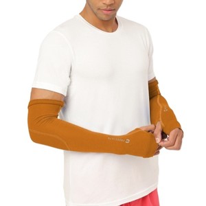 Manchons de cyclisme orange pour hommes, anti-UV, respirants, à compression, avec logo sur la manche gauche, taille adulte, design personnalisé, collection 2026 - Product Image 1