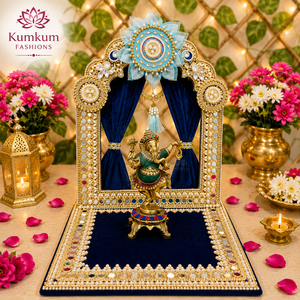 Singhasan Hecho a Mano en India, Ideal para Ídolos de Dioses como Laddu Gopal, Krishna, Ganesha, para la Decoración del Templo o el Hogar, Recuerdos Festivos para Diwali - Product Image 3