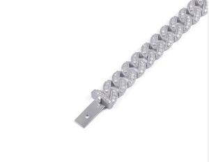 Silver Plated Cuban Link <b>Bracelet</b> Men's Hip Hop Chain <b>Crystal</b> Rhinestone Micro Insert Jewelry Gift - Product Image 2