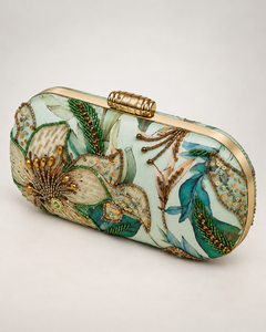 Floral Embroidered Lady National <b>Clutch</b> <b>Bag</b> Beaded Evening Potli Purse Pearl Resin Handmade <b>Wedding</b> Party Custom Color Fashion - Product Image 2