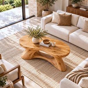 Luxali Modern Solid Wood Coffee Table Living Room Handmade Natural Eco-Friendly Durable Easy Clean Antique Decor Home Furniture - Product Image 6