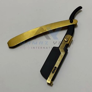 Luxury Gold Black Barber Straight <b>Razor</b> Folding Stainless Steel Swing Lock Shaving Knife <b>Single</b> <b>Blade</b> Mens Wet Shaving <b>Razor</b> - Product Image 2