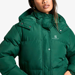 Veste matelassée décontractée pour femme, coupe-vent d'hiver chaud à capuche, couleur unie, légère, nouvelle qualité, avec logo - Product Image 3