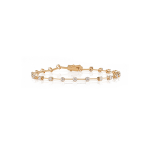 Bracelet tennis classique fait main en or jaune massif 14 carats avec diamants naturels espacés et fermoir boîte – Cadeau d'anniversaire pour elle - Product Image 1