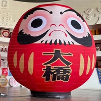 Poupée japonaise géante gonflable Daruma en tissu Oxford avec éclairage LED, logo personnalisé, couleur au choix, pour événements commerciaux porte-bonheur