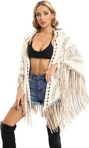 <b>Women's</b> <b>Cream</b> Fringe Shawl Long Cotton Bohemian <b>Scarf</b> Lightweight Summer Daily Wear - Product Image 3