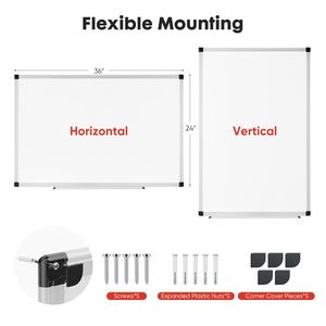 Lavagna Magnetica Cancellabile a Secco 36 X 24 Pollici per Casa, Ufficio e Scuola con Cornice in Alluminio Rinforzato Argento - Product Image 5